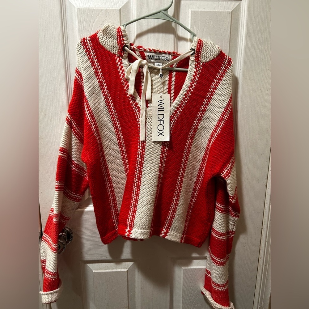 NWT Wildfox Chromatic Stroke Hermosa Sweater L Vintage Lace/Crimson $128 Retail! - Picture 3 of 10